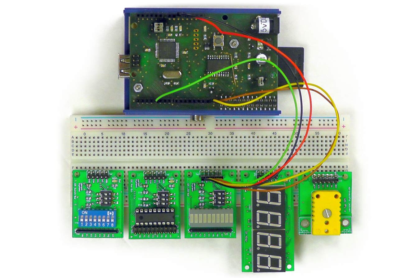 I2C und SPI Module auf
Breadboard mit CoPiino auf Raspberry Pi