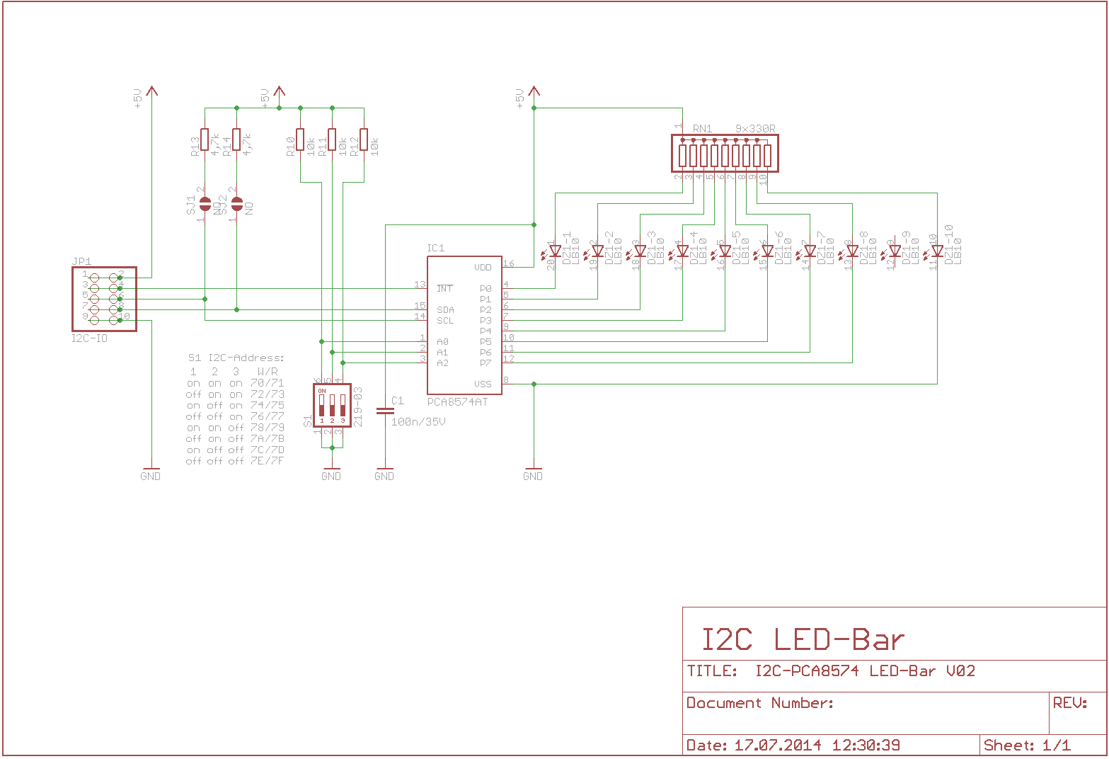 I2C LED-Bar Schaltplan
