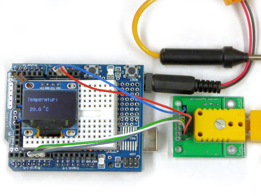 SPI MAX6675 K-Typ Board mit Arduino, Fühler und LCD
